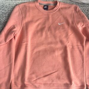 Nike Men’s Coral Crewneck Sweatshirt with White Swoosh